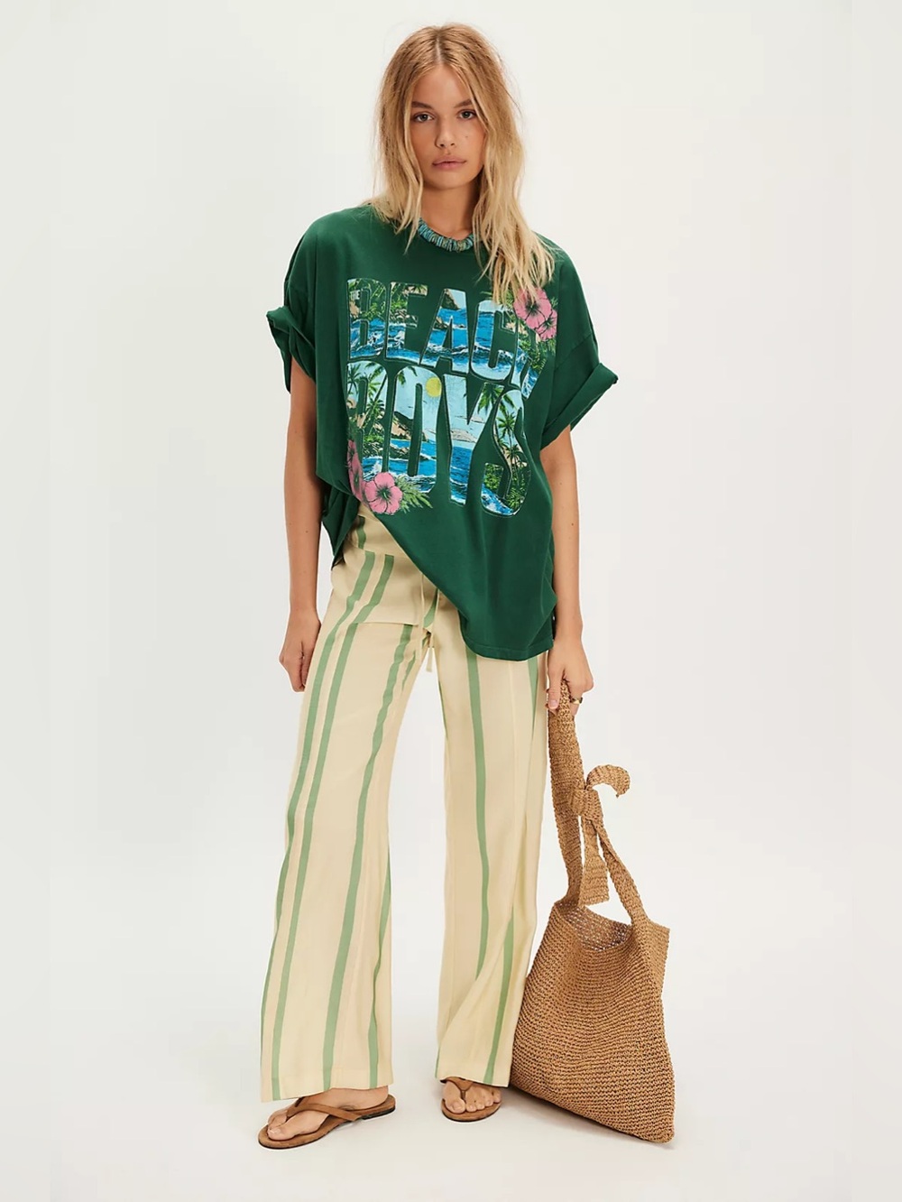 NWOT FREE PEOPLE X DAYDREAMER Beach Boys Wouldn't It Be Nice Tee | Rainforest